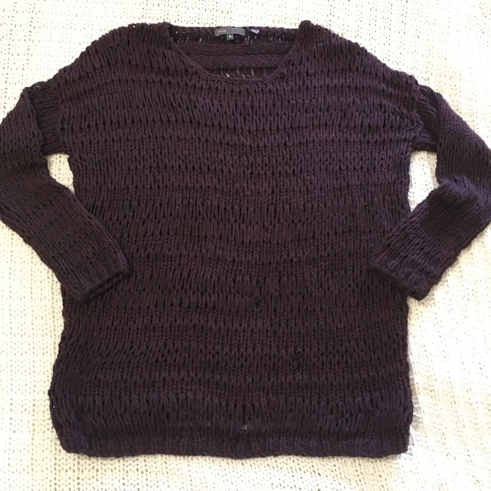 Vince Open Weave Maroon Sweater